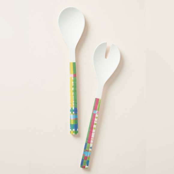 NEW SOLD OUT Vera for Anthropologie Plaid Bamboo Melamine Serving Set - Picture 1 of 4